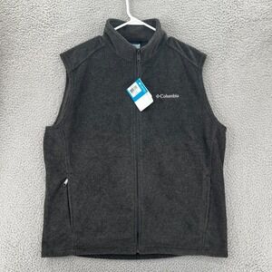 COLUMBIA Steens Mountain Vest Men's Large Fleece Polyester‎ Charcoal Heather NWT